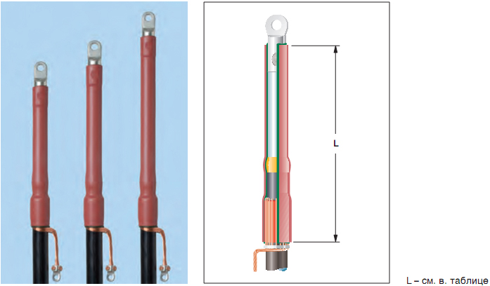Муфты внутренней установки для одножильных кабелей на 10, 20 и 35 кВ